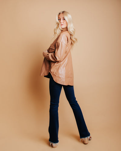 Camel Leather Shirt - Shopsurgeclothing